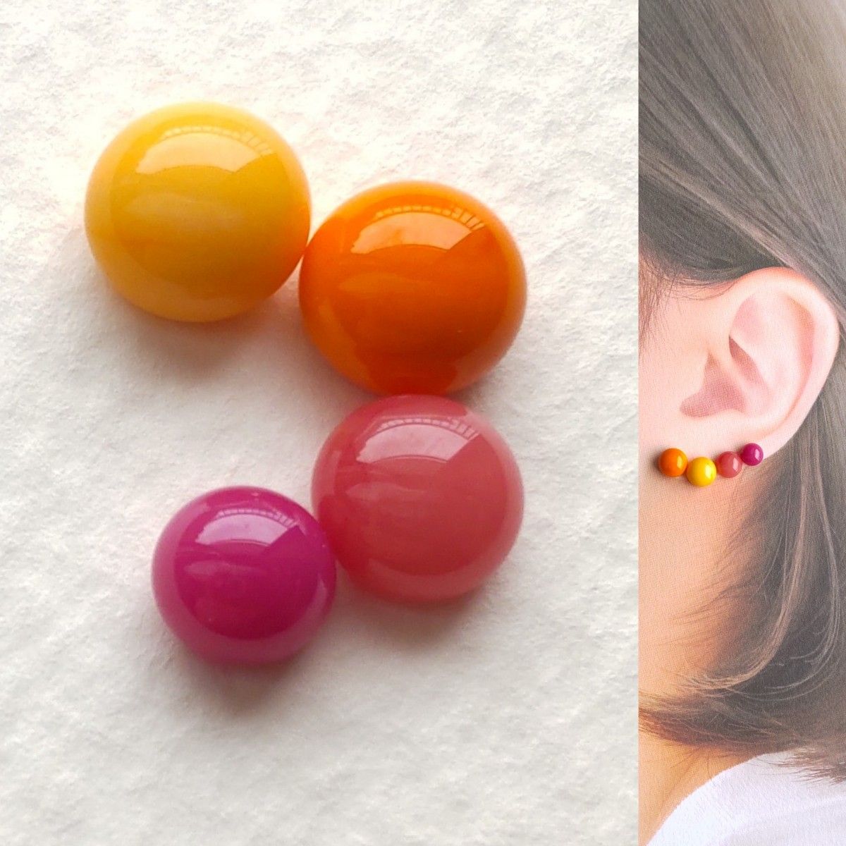 【21G/18G/16G】サージカルステンレスピアス ボディピアス イヤリング 4個 ガラスナギットNo.702