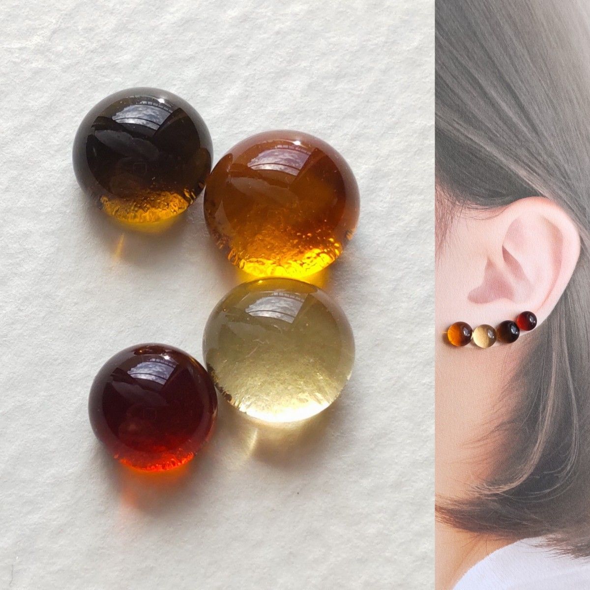 【21G/18G/16G】サージカルステンレスピアス ボディピアス イヤリング 4個 ガラスナギットNo.703