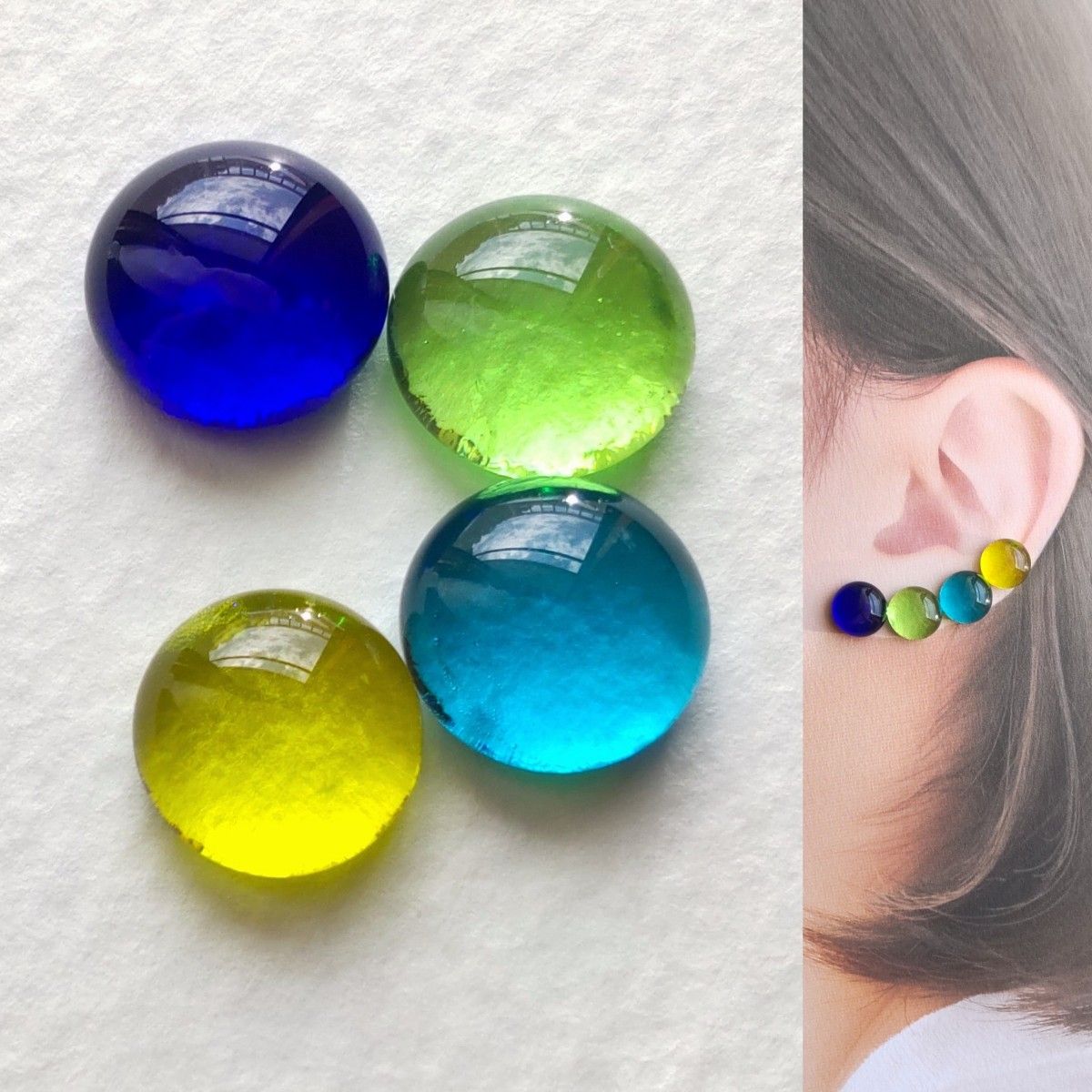 【21G/18G/16G】サージカルステンレスピアス ボディピアス イヤリング 4個 ガラスナギットNo.705