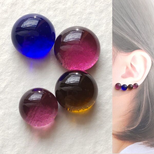 【21G/18G/16G】●ちょっと訳あり●サージカルステンレスピアス ボディピアス イヤリング 4個 ガラスナギットNo.706