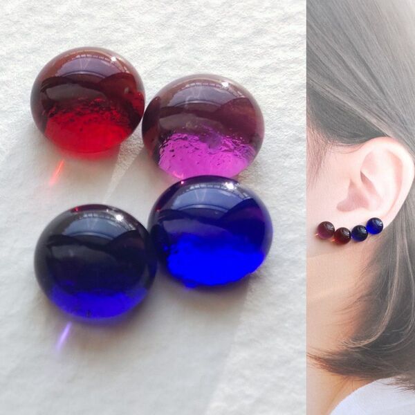 【21G/18G/16G】●ちょっと訳あり●サージカルステンレスピアス ボディピアス 4個 ガラスナギット No.710