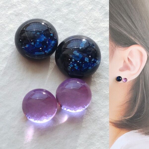 【21G/18G/16G】サージカルステンレスピアス イヤリング ボディピアス ガラスナギット2ペア No.716