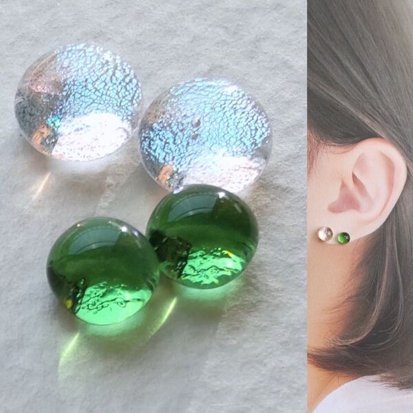 【21G/18G/16G】サージカルステンレスピアス イヤリング ボディピアス ガラスナギット2ペア No.717