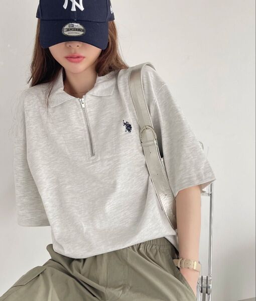 ◆USED◆U.S. POLO ハーフジップ ショートスリーブ ポロシャツ