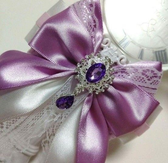 ★キンブレリボン ペンラリボン★ライトパープル 薄紫 lavender ラベンダー ヘアゴム handmade ペンライトリボン
