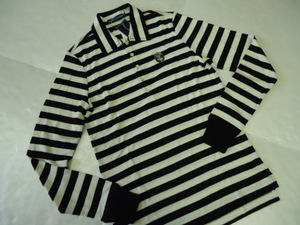 [KCM]ralph-102-M# new goods #[RALPH LAUREN/ Ralph Lauren ] lady's long sleeve border polo-shirt M black × white 