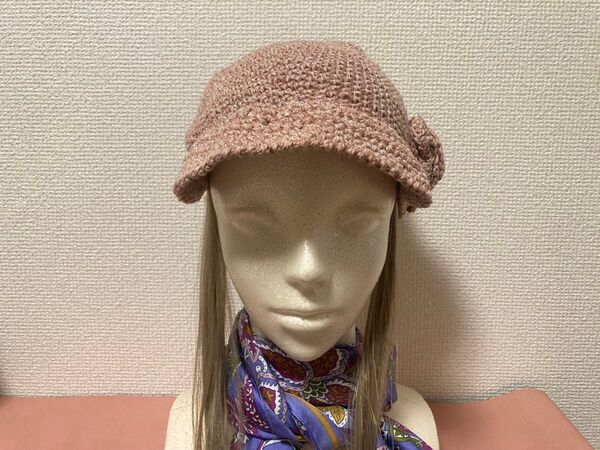手編み ベレー帽 帽子 ハンドメイド ニット帽 H
