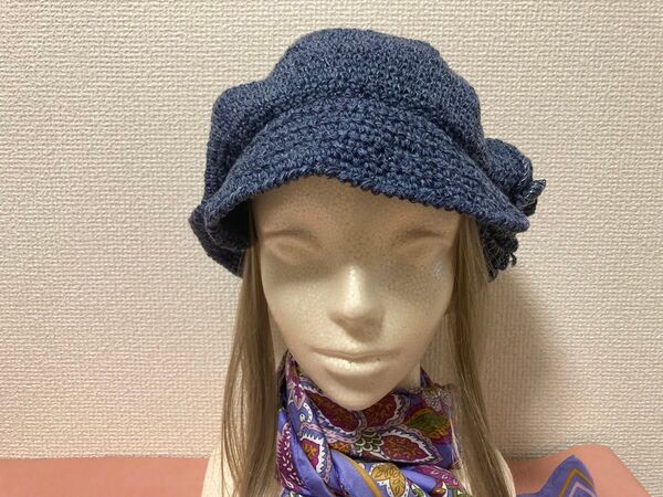 手編み ベレー帽 帽子 ハンドメイド ニット帽 J