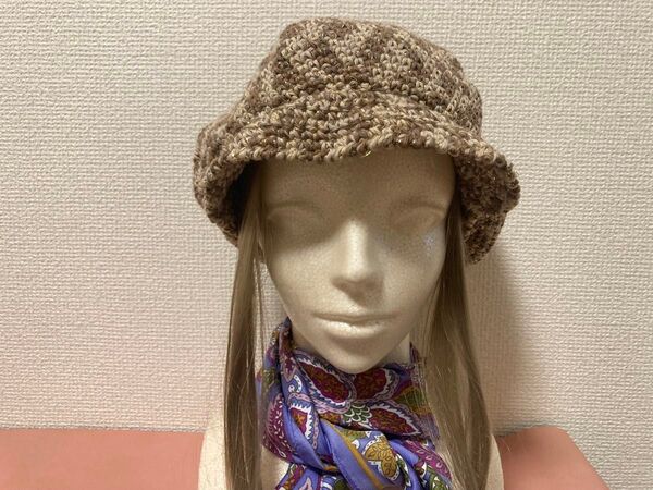 手編み ベレー帽 帽子 ハンドメイド ニット帽 M