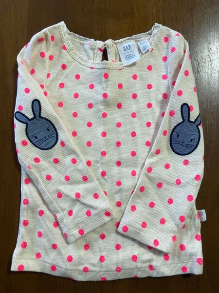 Baby GAP ベビー服 長袖トップス 90ピンク ドット柄 ウサギ カットソー ロンT