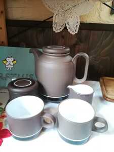 イギリス　ビンテージ　陶器　ホーンジー Hornsea コーヒー/ティーセット　カップ、ポットなど5点