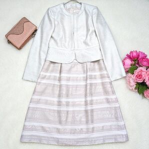 Rifanne リファンネ 東京ソワール TOKYO SOIR セットアップ フォーマル スーツ ノーカラー ワンピース ベージュ