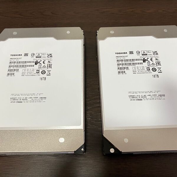 Toshiba 東芝 ハードディスク 16TB 内蔵 HDD SATA CMR MN08ACA16T 2台セット32TB分