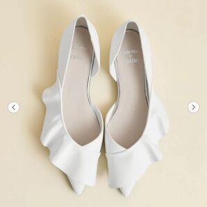 オデットデオデール ODETTE E ODILE パンプス 【WEB限定】ラッフルサイドオープン フラット ホワイト 白 23cm