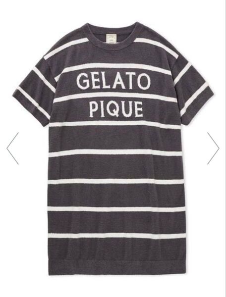 ジェラートピケ gelato pique スムーズィーロゴジャガード ボーダー柄ワンピース ネイビー