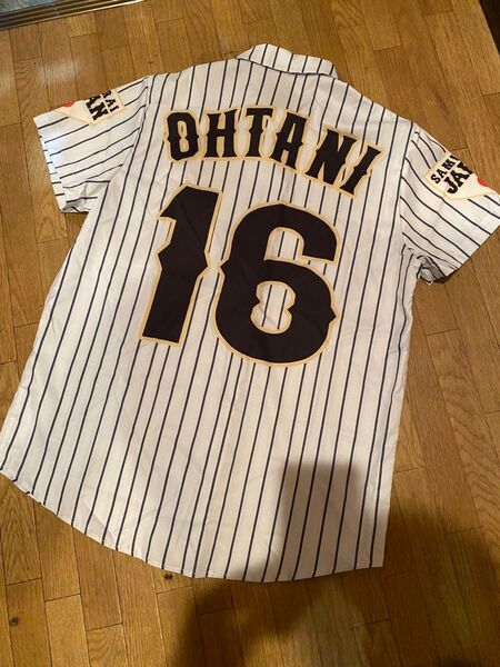 美品レア希少ギャグパロディオモシロ襟付きワイシャツ型WBC大谷翔平16ユニフォーム日本代表レプリカ侍ジャパンベースボールシャツ