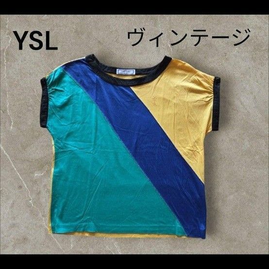 90s Yves Saint Laurent ロゴ 半袖Tシャツ カットソー M vintage