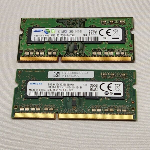 SAMSUNG DDR3 8GB(4GBx2) 1RX8 PC3L-12800S 1424,1642 ノートPC用メモリ