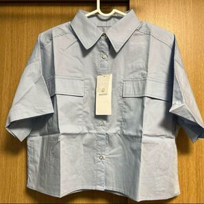 ダブルポケット ショートシャツ Mサイズ ブルー Discord