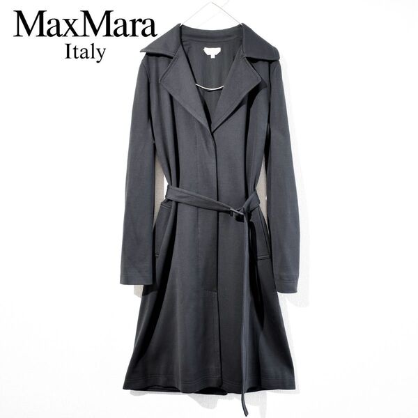 【MaxMara/マックスマーラ】ジャージーロングトレンチコート ブラック 白タグ 最高級ライン 40 M