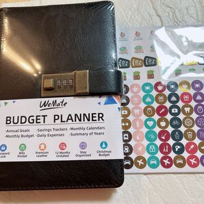 WEMATE 家計簿 金銭出納帳 会計帳簿 136ページ 鍵付き 日付なし 黒