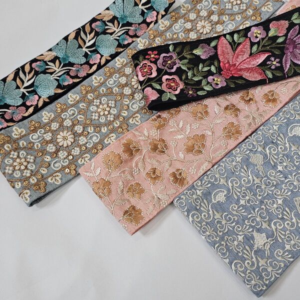 37.インド刺繍リボン 50cm 5本セット