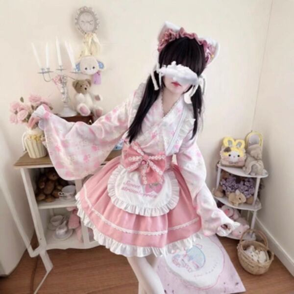 ドレス 浴衣 ロリータ ピンク ゆめかわ コスプレ 量産型 夏祭り 着物