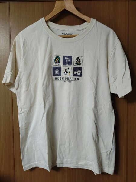 HUSH PUPPIES メンズ Tシャツ Lサイズ ハッシュパピー クリーム色