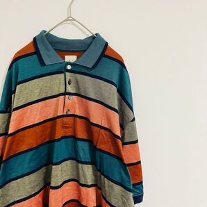 MADE in JAPANビンテージ仕様 オーバーサイズ ボーダー ポロシャツ