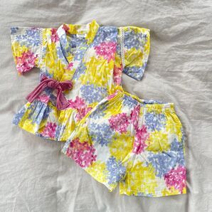 BREEZE 紫陽花 アジサイ 甚平 ジンベイ カラフル 80 女の子 浴衣 着物 子供 キッズ 夏祭り