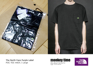 ◆送料無料 L monkey time The North Face Purple Label Pocket TEE NT3930N Black ポケット Tシャツ 黒 ブラック モンキータイム STANDARD
