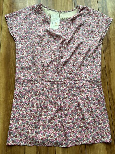 新品タグ付き 小花柄 チュニックワンピース ゆったりサイズ M 裏地付き