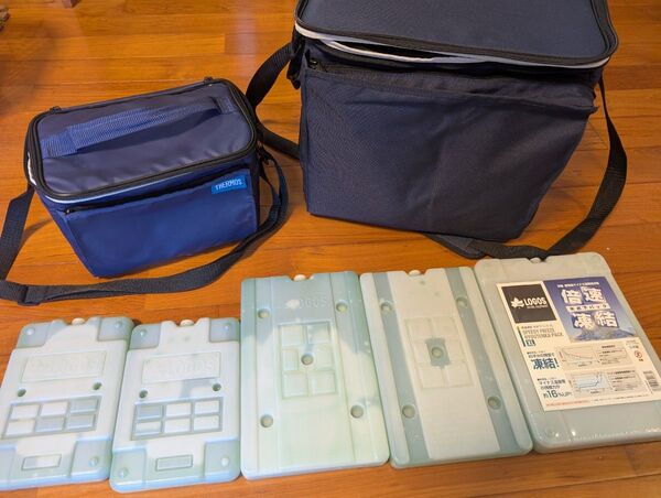 美品 サーモスクーラーバッグ 2点 ロゴス保冷剤 5点 セット