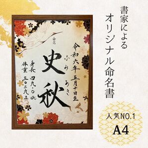 命名書 オーダー フレーム付き 書道代筆