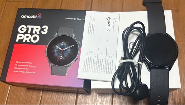 【付属品あり】Amazfit GTR3 PRO 46mm スマートウォッチ アマズフィット 時計 プロ ブラック ウェアラブル