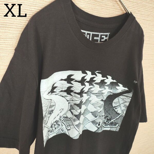 M.C.ESCHER Tシャツ 黒 マウリッツ・コルネリス・エッシャー アートプリント 騙し絵 ブラック 菅田将暉 古着