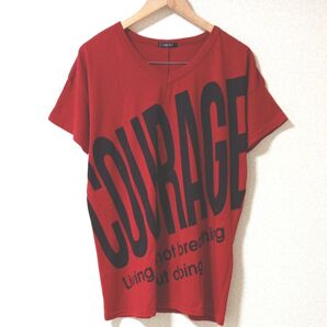 【未着用】 Tシャツ ( 3L) レッド 大きめ 夏 半袖 レディース ファッション