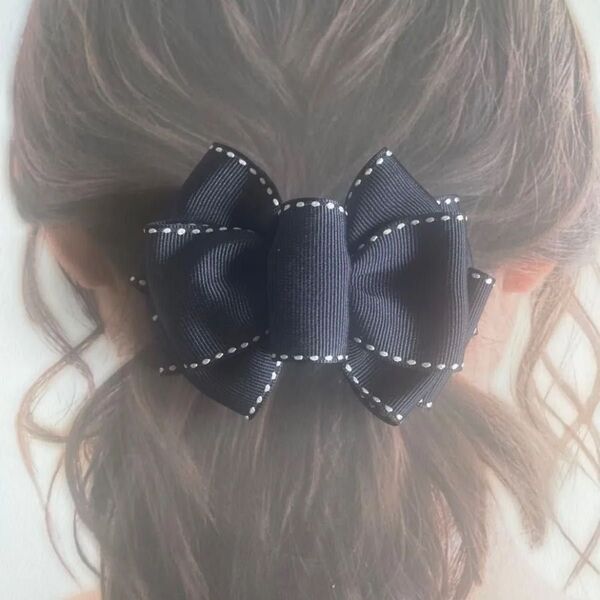 【ハンドメイド】リボンバレッタ☆ヘアアクセサリー216