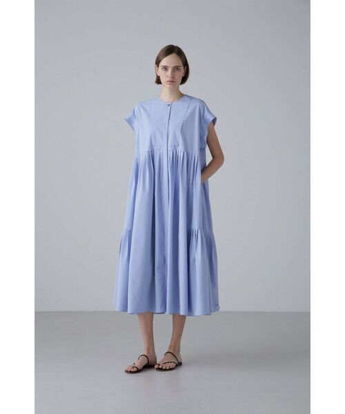 アドーア ADORE ウェットテクスチャータフタワンピース ティアード プリーツ