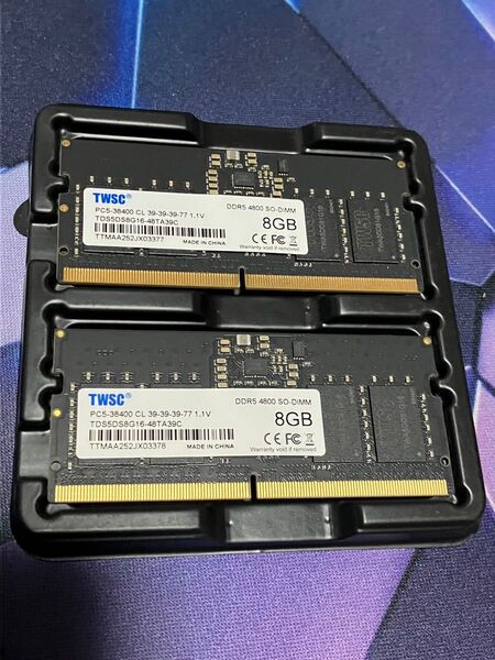 TWSC メモリ SO-DIMM 16GB(8GB×2)DDR5-4800 1.1v ノートPC用メモリ