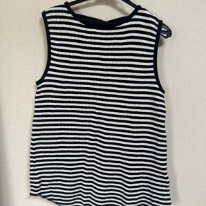 ボーダー柄 ノースリーブトップス カジュアル ストライプ柄