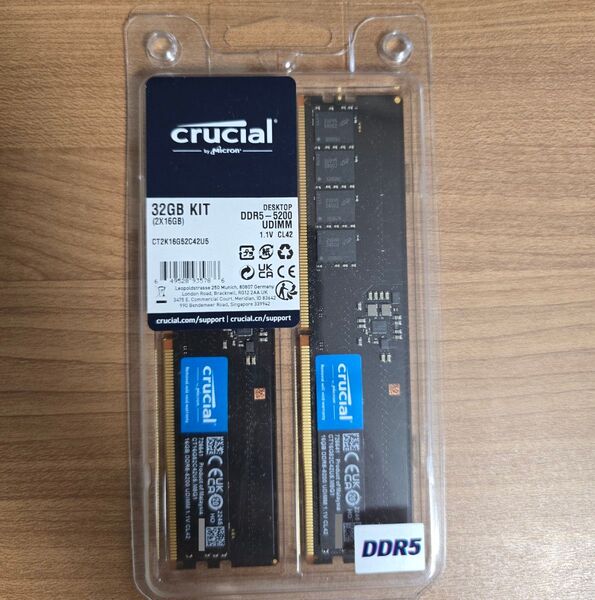 Crucial DDR5 32GB (16GB×2) 5200mhz 中古