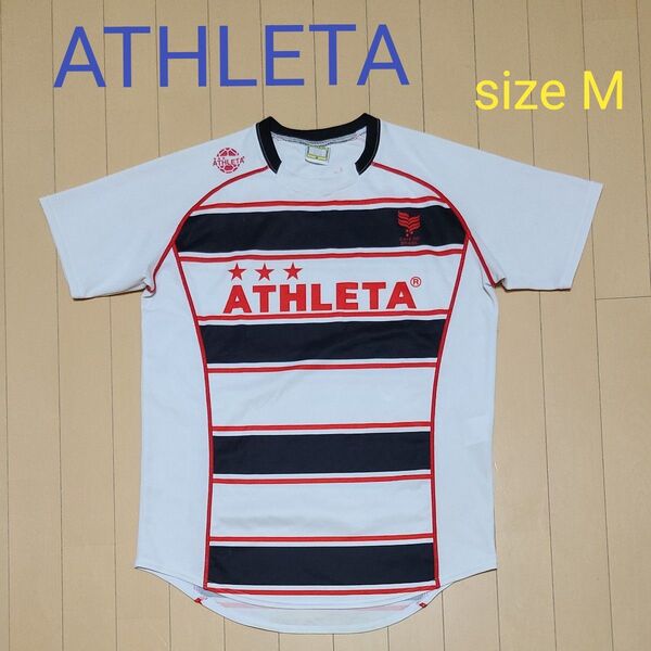 ATHLETA アスレタ 半袖 プラクティスシャツ Mサイズ ホワイト×ブラック・レッド サッカー・フットサル 練習着
