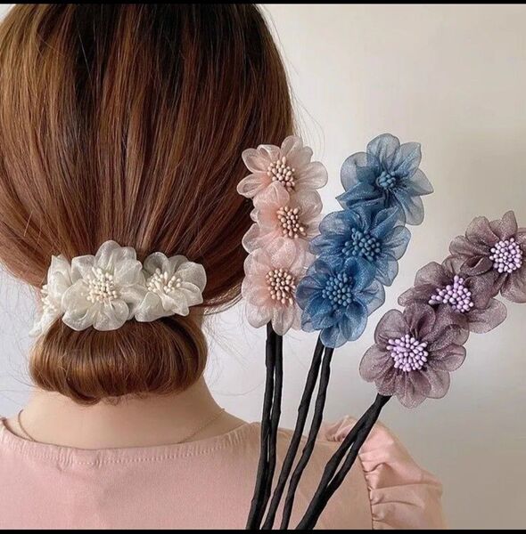 【2点セット】かんざし バレッタ ヘアアクセサリー 成人式 和装 卒業式 髪飾り 髪をアップ用 バレッタ ヘッドドレス