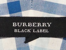 即決★BURBERRY BLACK LABEL★メンズM 廃版 チェックシャツ バーバリーブラックレーベル 2 青 三陽商会正規 ナイト刺繍 長袖 シャツ_画像8