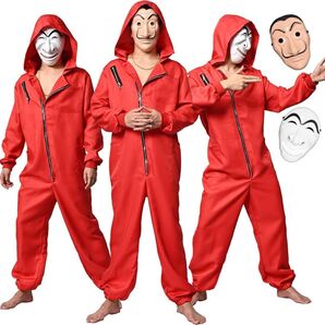 ハロウィン コスプレ ペーパーハウス 赤い連体服 マスク 仮装 学園祭 韓国