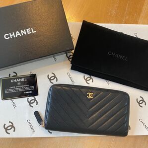 CHANEL Vステッチ シェブロン 長財布
