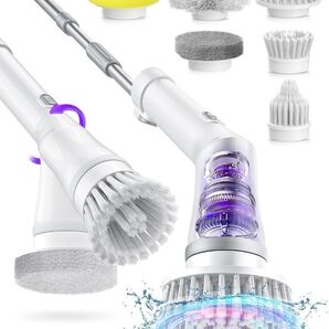 【特価】大掃除 バスポリッシャー 電動お掃除ブラシ 6つ取り替え ブラシ付 お風呂掃除 小型 軽量 多機能 ホワイト 電動ブラシ