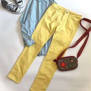 Comfort Basic コンフォートベーシック ストレッチ スリムパンツ サイズL イエロー