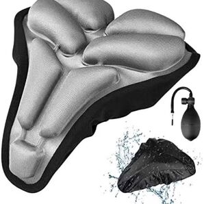 自転車サドル カバー 3Dエアクッション カバー お尻が痛くない 吸汗速乾 通気性 防塵 防水カバー付き エアポンプ付き 軽量
